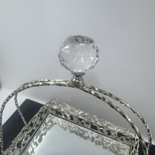 Decorative metal fruit basket with mirror vintage style