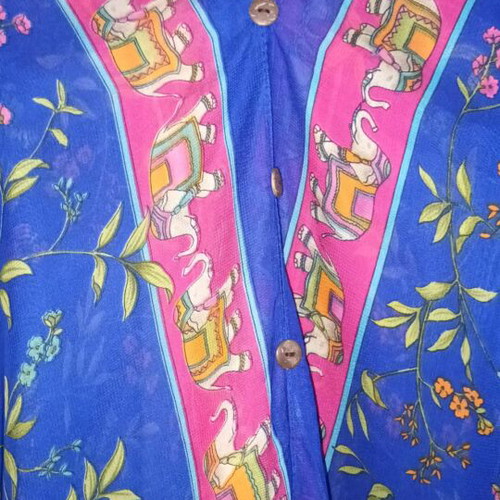 Handmade Indian kaftan new, blue with flower and elephant patterns