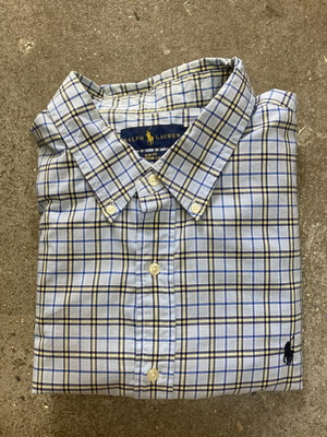 Ralph Lauren Slim Fit Oxford Shirt XXL, blue yellow blocked, long sleeve