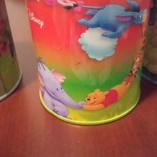 Metal pencil holders for children, set of five used