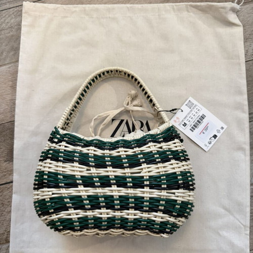 Zara handbag beige and green