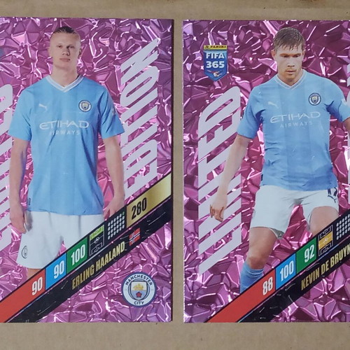 Panini FIFA 365 2024 Adrenalyn XXL 2 Limited Edition Cards Manchester City (Haaland, De Bruyne)