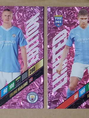 Panini FIFA 365 2024 Adrenalyn XXL 2 Limited Edition Cards Manchester City (Haaland, De Bruyne)