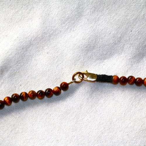 Gold necklace tiger's eye 14K 585 new with clasp Indico Jewels