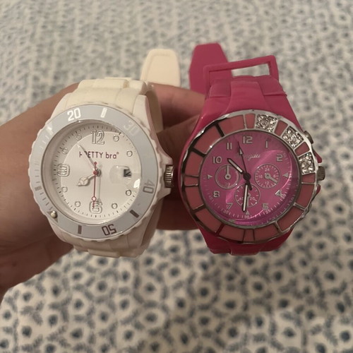 Wristwatches like new, set of 2, white and pink