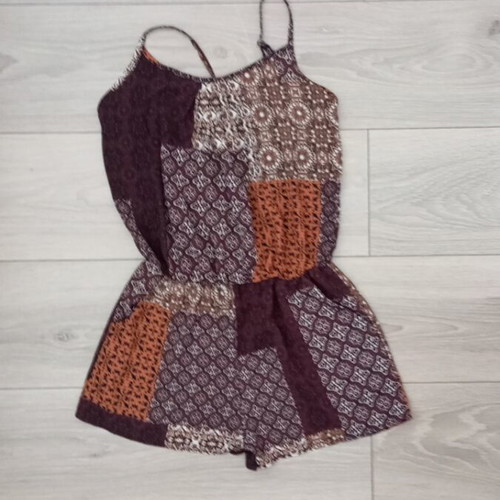 One-piece jumpsuit size 36 S like new, beige and brown