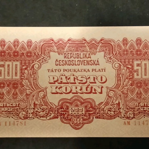 500 korun Czechoslovakia specimen banknote 1944 new uncirculated