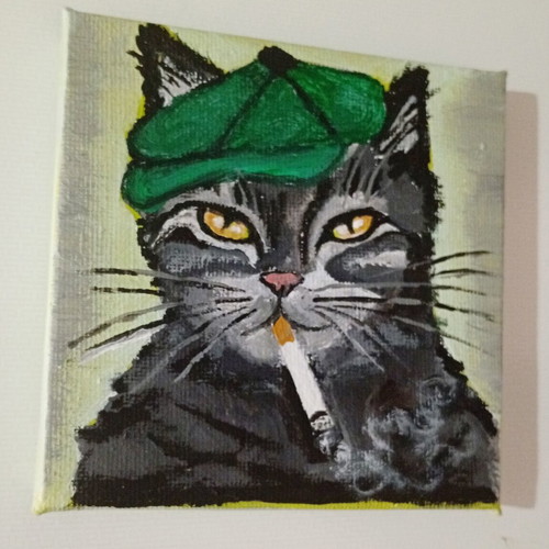 You sayin' somethin'? acrylic painting on canvas 10x10cm