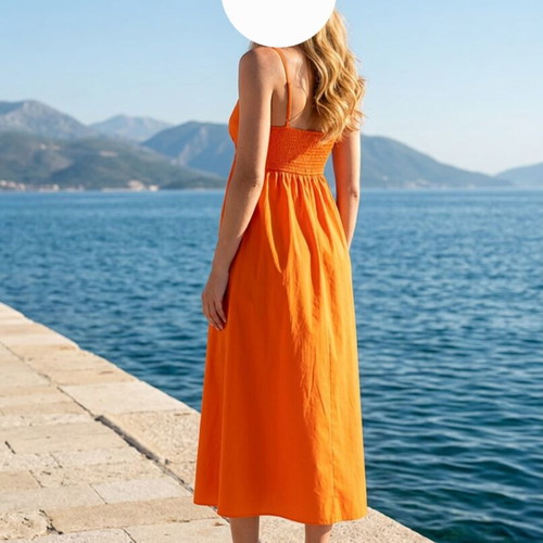 Zara orange midi summer dress brand new, size M