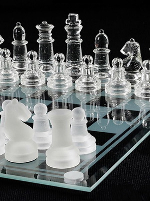 Johnnie Walker collectible glass chess set used, first edition
