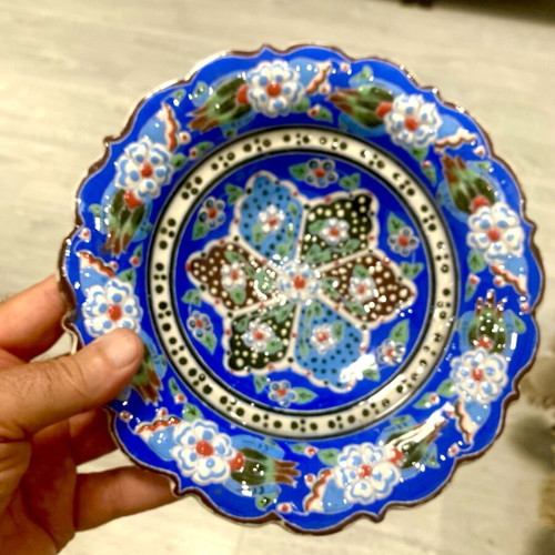 Kutahya plates collectible, handmade, set of 3 pieces