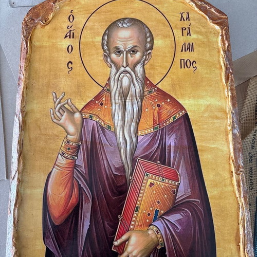 Handmade Saint Charalambos Icon new, size 32x45