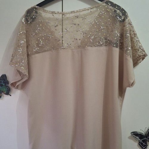 Beige top with lace Flirt by Fani Tsakiri, like new, size L/XL