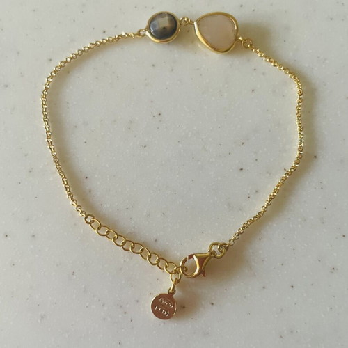 Oxette silver bracelet gold plated with crystals, like new