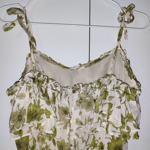 Olive Blossom Dress new, chiffon silk fabric, size M