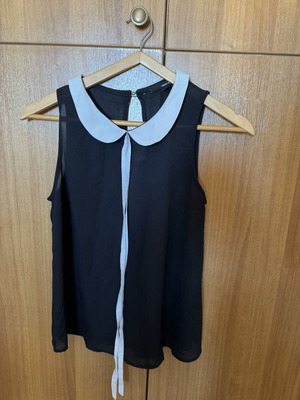 Tally Weijl sleeveless blouse like new, black with white collar
