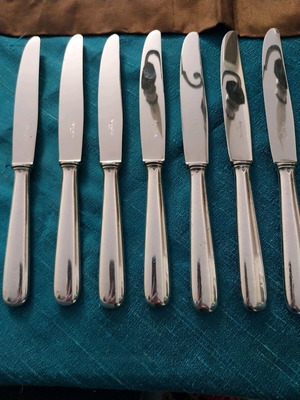 6 Silver-Plated Knives Used From Argental House
