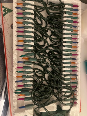 Vintage Christmas lights with music, new, set of 50
