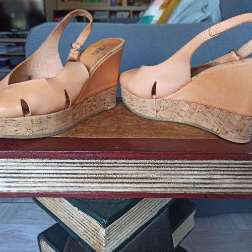 Sandali Capri leather sandals with cork used, beige size 38