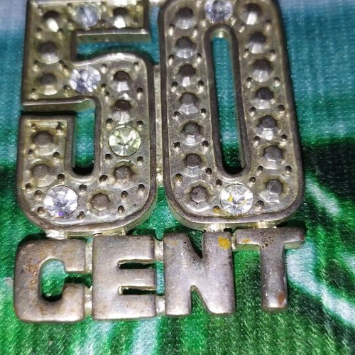 50 Cent pendant necklace used, silver