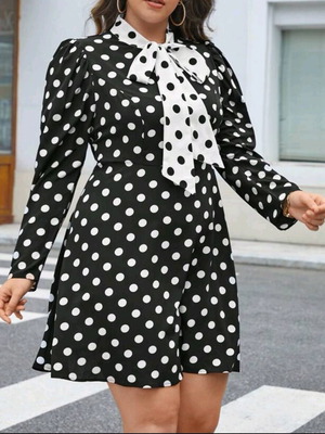 Shein polka dot dress with tie like new, size XL