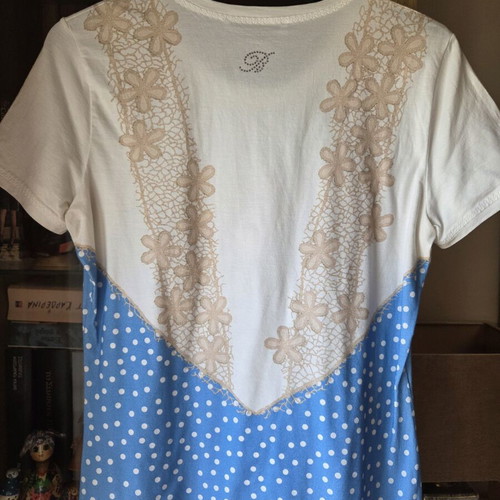 Blumarine blouse cotton size M like new, white and blue polka dot
