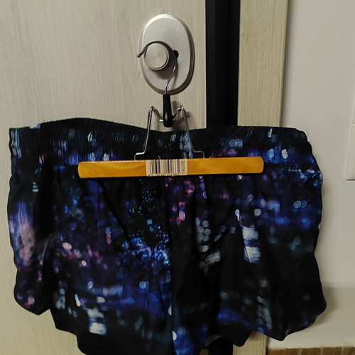 Women's shorts with blue and purple print