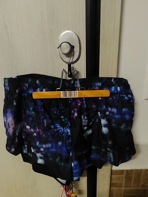 Women's shorts with blue and purple print