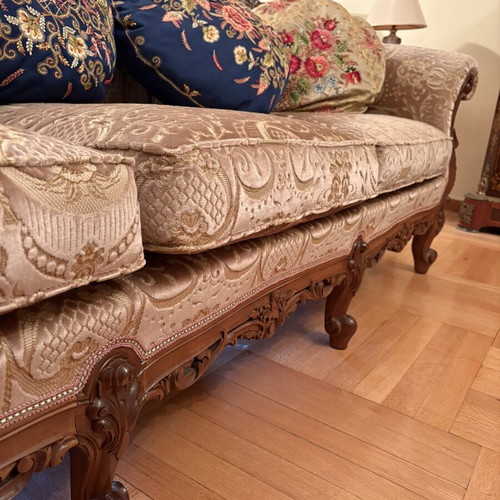 Three-seater sofa with two matching armchairs
