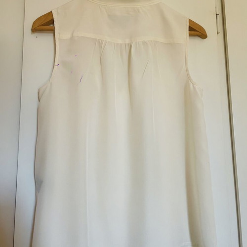 Marc by Marc Jacobs silk shirt beige sleeveless with decorative buttons and neck ribbon, like new