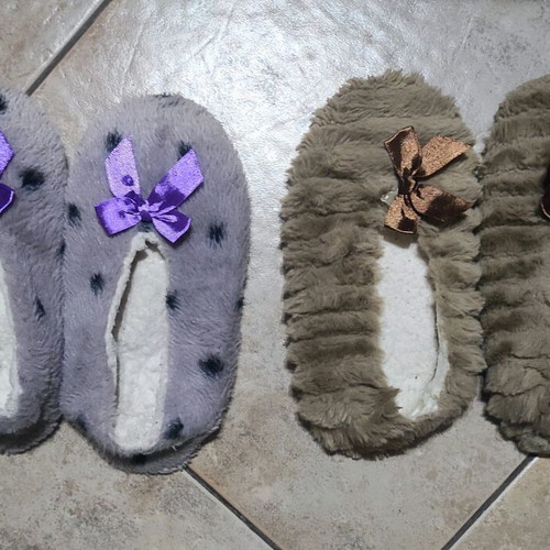 Ballerina slippers with fleece lining, satin bow, size 38, 3 pairs