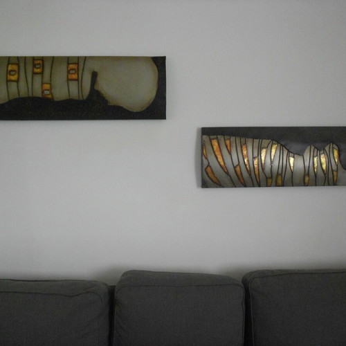 Decorative metal wall panels used, 3D set