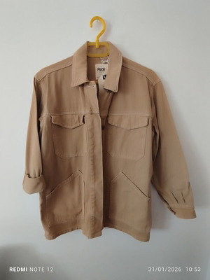 Pink Woman beige denim jacket new, oversized