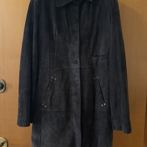 Attrattivo suede coat dark brown 100% leather size XL