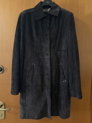 Attrattivo suede coat dark brown 100% leather size XL