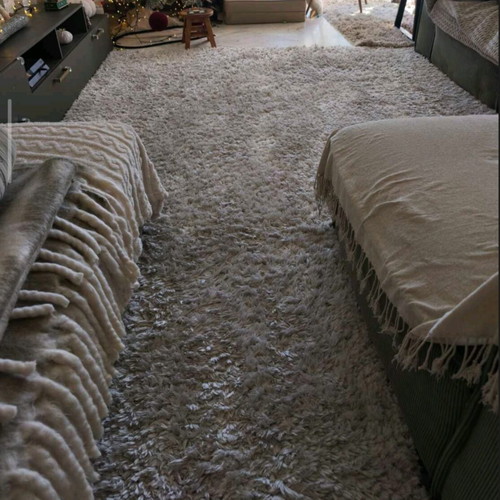 Shaggy living room rug, beige, large size 2.20 x 3.20 m