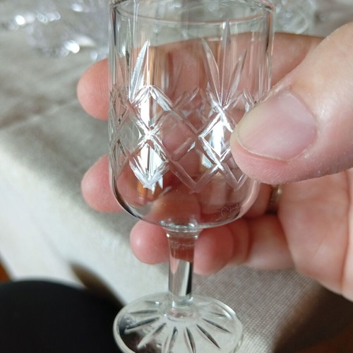 Vintage shot glasses like new, set of 19, glass or crystal
