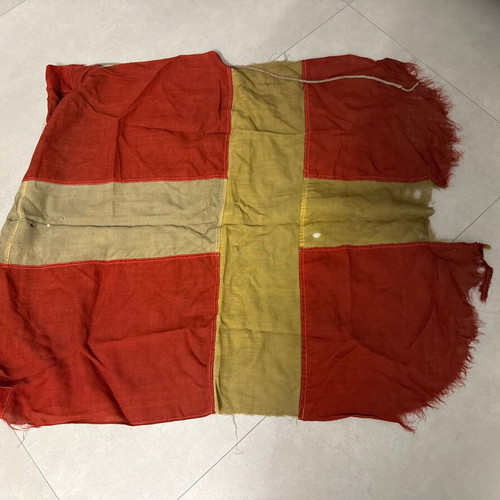 Spanish nautical flag vintage used with hanging rope