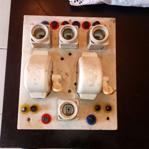 Antique Electrical Panel 1935-1950 Used, Marble, Collectible