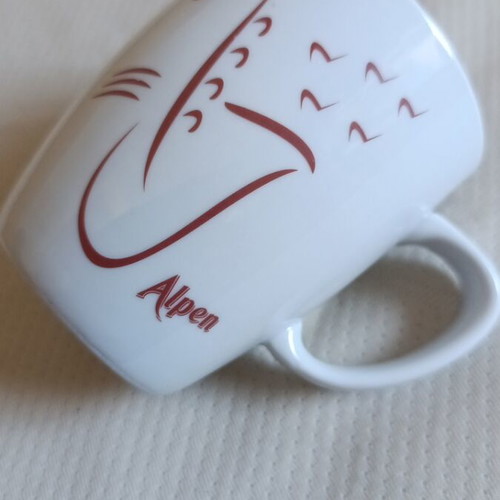 Alpen mug like new, white promotional cup