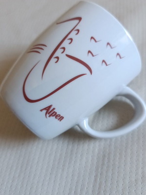 Alpen mug like new, white promotional cup