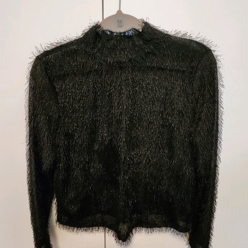 Zara black blouse Medium like new with fine fringes