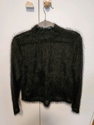 Zara black blouse Medium like new with fine fringes