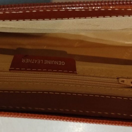 KEM leather handbag with crocodile pattern and tan details