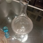 Glass carafe with turquoise spherical stopper, used