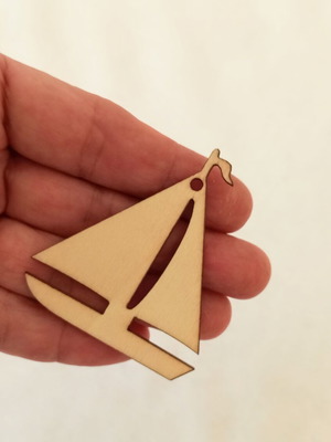 Wooden sailboat charms set of 10 for crafts and good luck