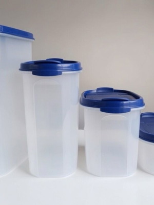 Tupperware modular set of 4 containers with blue lid new