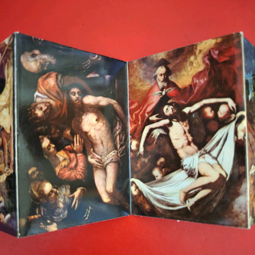 Spanish folding accordion card with religious theme like new