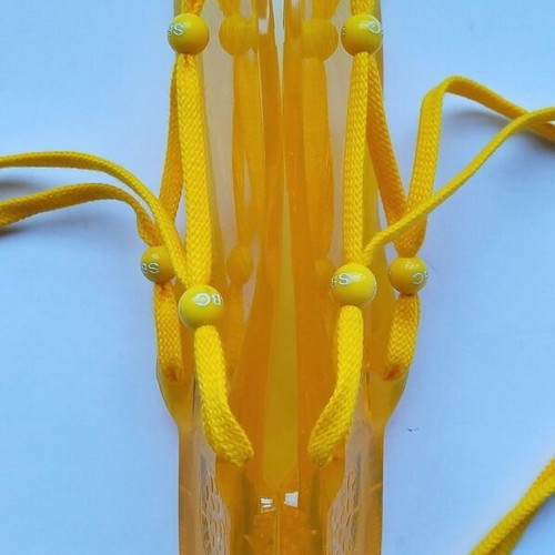 See By Chloe yellow jelly sandals with adjustable wrap ties, size 38