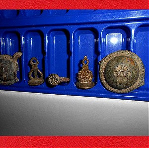 5 Οθωμανικά Αντικείμενα, 2 Σφραγιδάκια Μεταλλικά / 1 Δαχτυλίδι με Σχέδιο / 2 τμήματα Πόρπης ή Στολής